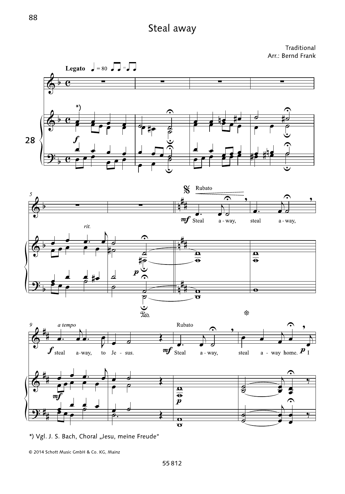 Bernd Frank Steal Away Sheet Music Notes & Chords for Piano & Vocal - Download or Print PDF
