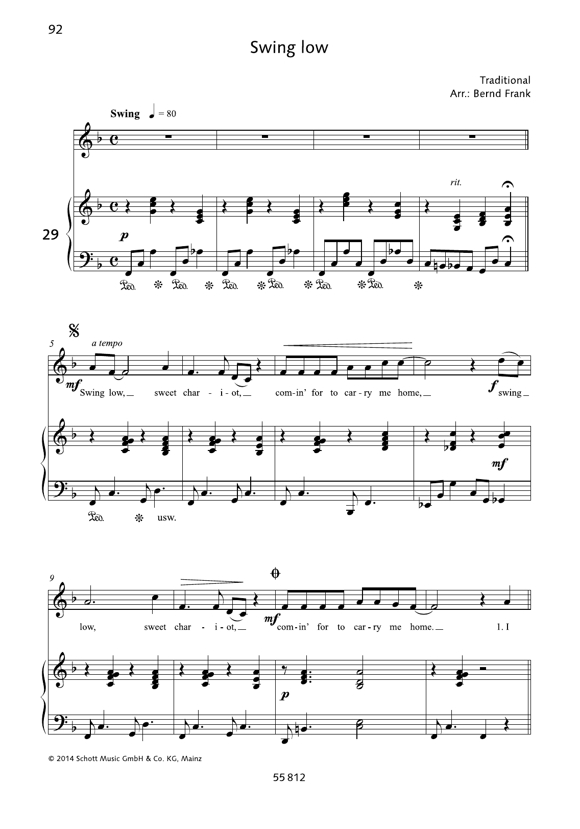 Bernd Frank Swing Low Sheet Music Notes & Chords for Piano & Vocal - Download or Print PDF