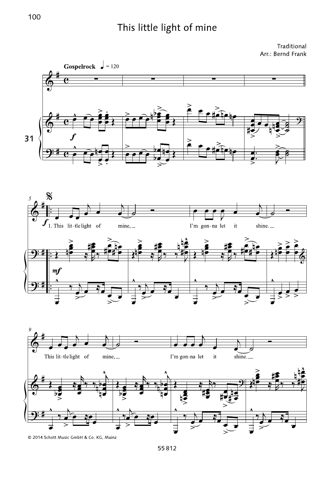Bernd Frank This Little Light of Mine Sheet Music Notes & Chords for Piano & Vocal - Download or Print PDF