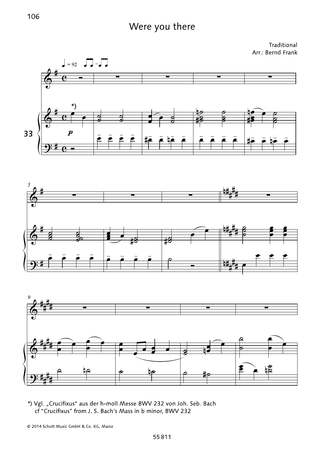 Bernd Frank Were You There Sheet Music Notes & Chords for Piano & Vocal - Download or Print PDF