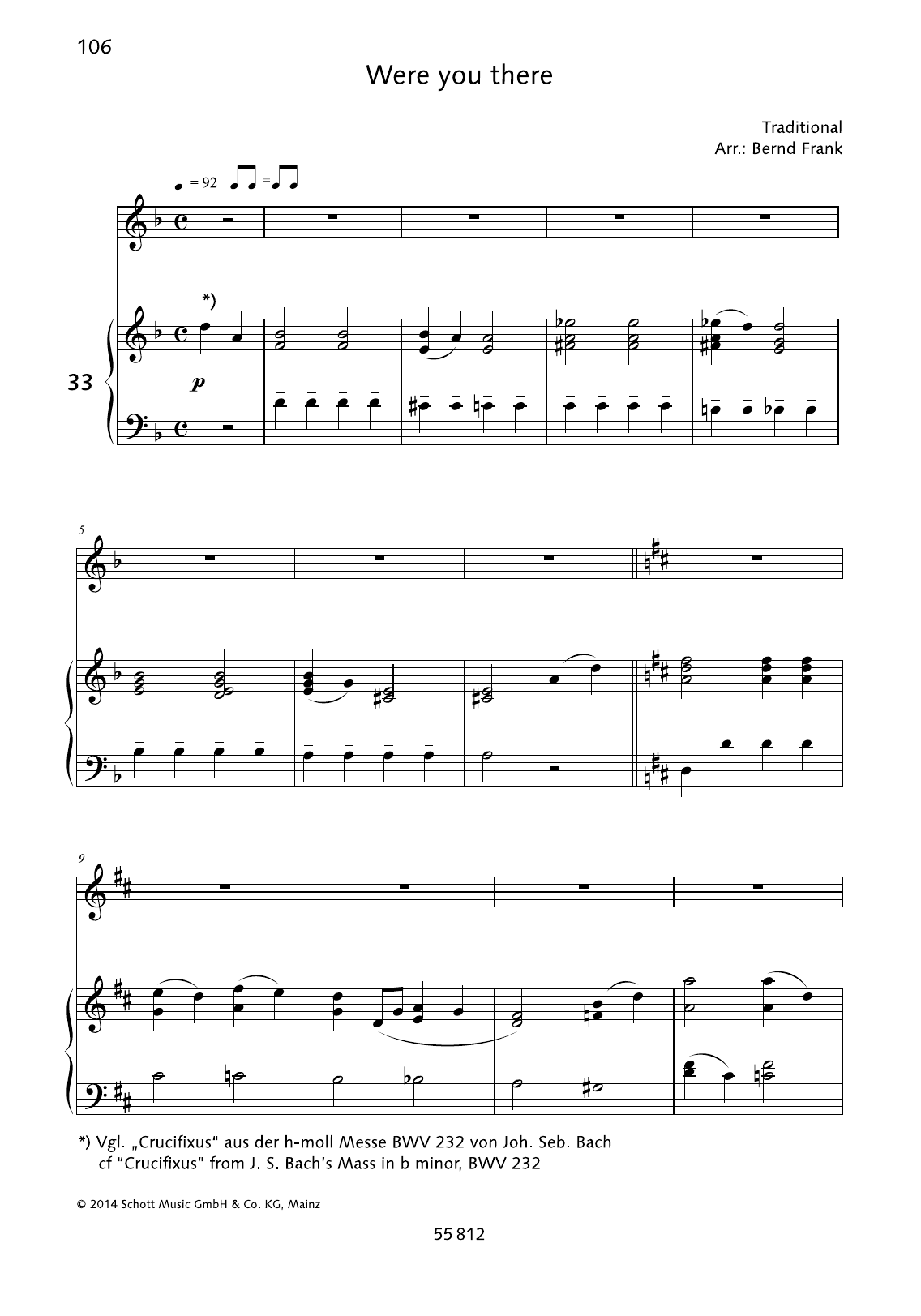 Bernd Frank Where you there Sheet Music Notes & Chords for Piano & Vocal - Download or Print PDF