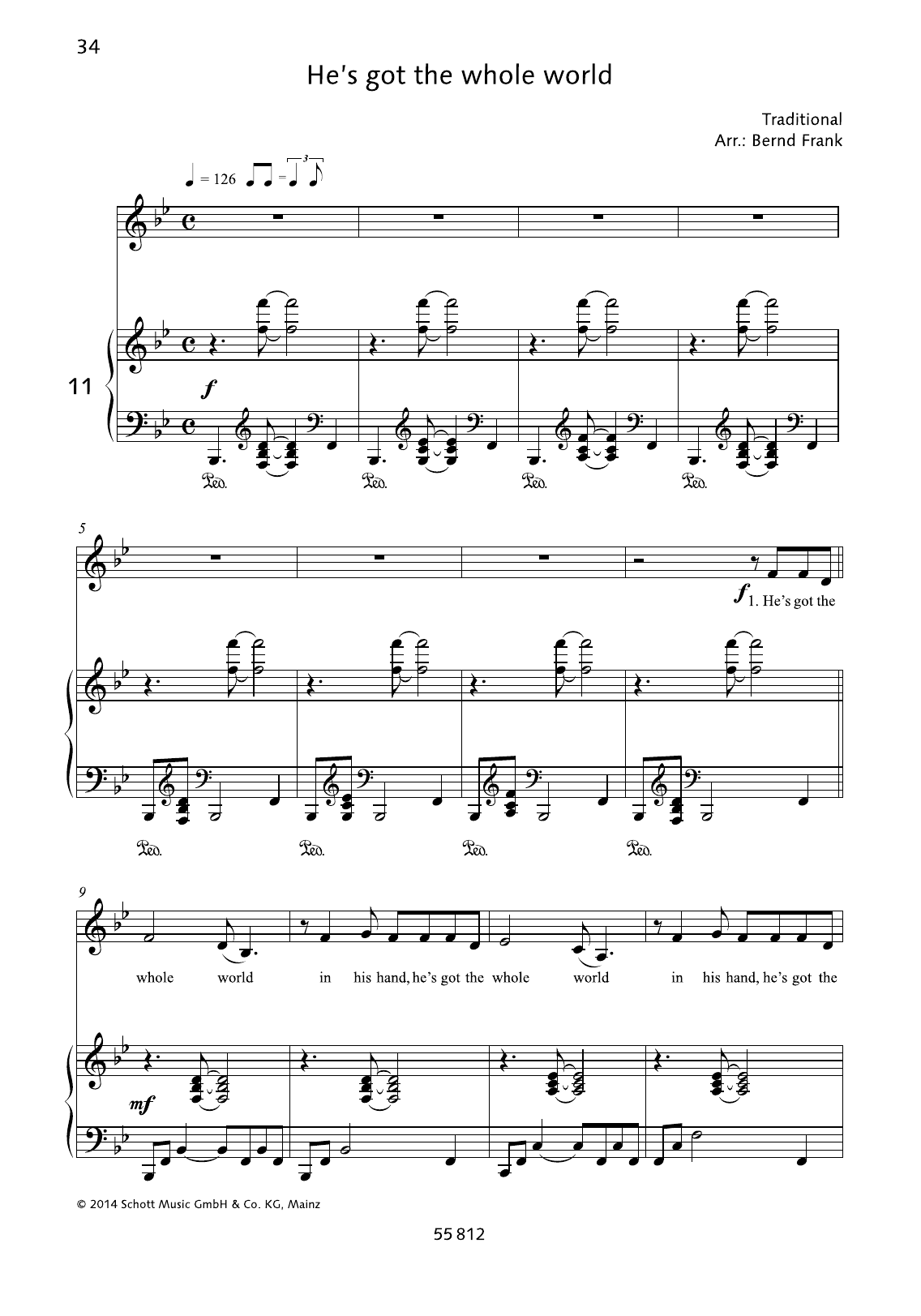 Preview Bernd Frank He's Got the Whole World Gospel sheet music, notes and chords for Piano & Vocal, SKU: 363731 He's Got the Whole World sheet music