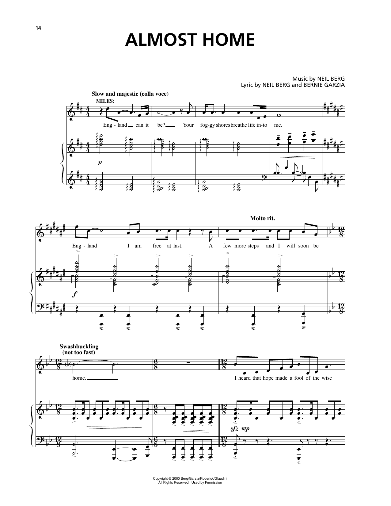 Bernie Garzia Almost Home (from The Prince And The Pauper) Sheet Music Notes & Chords for Piano & Vocal - Download or Print PDF