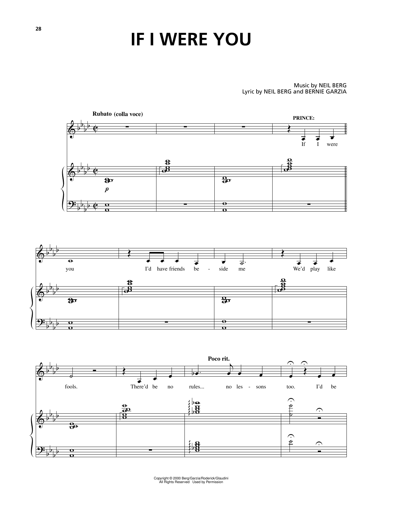Bernie Garzia If I Were You (from The Prince And The Pauper) Sheet Music Notes & Chords for Piano & Vocal - Download or Print PDF