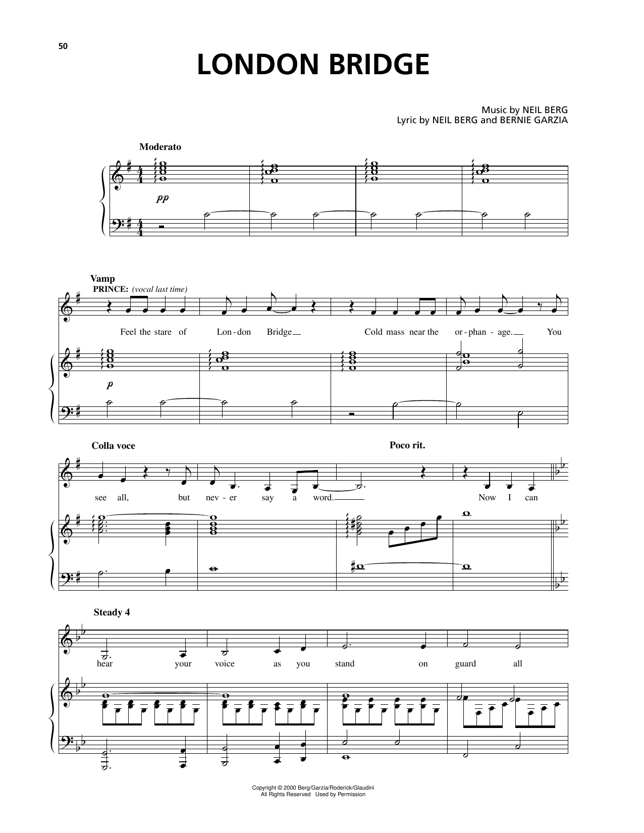 Bernie Garzia London Bridge (from The Prince And The Pauper) Sheet Music Notes & Chords for Piano & Vocal - Download or Print PDF
