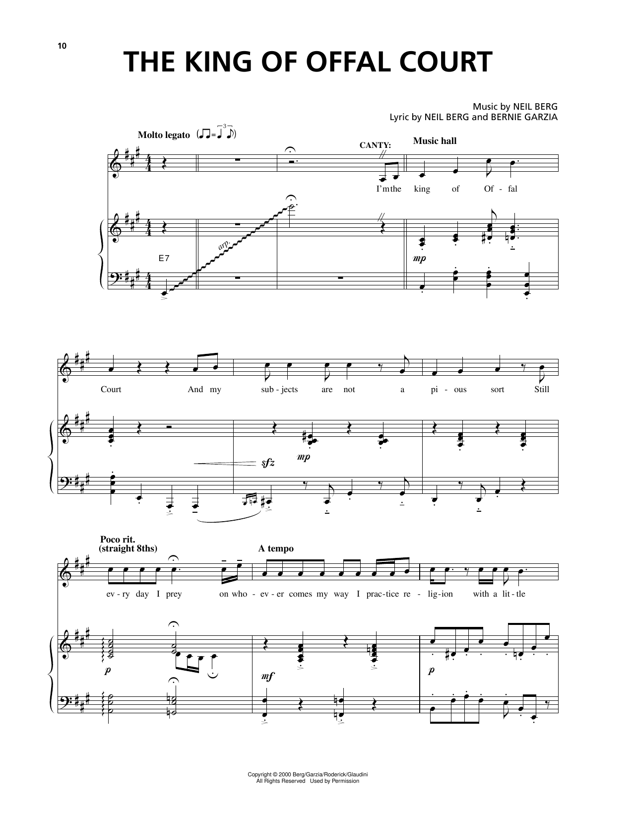 Bernie Garzia The King Of Offal Court (from The Prince And The Pauper) Sheet Music Notes & Chords for Piano & Vocal - Download or Print PDF