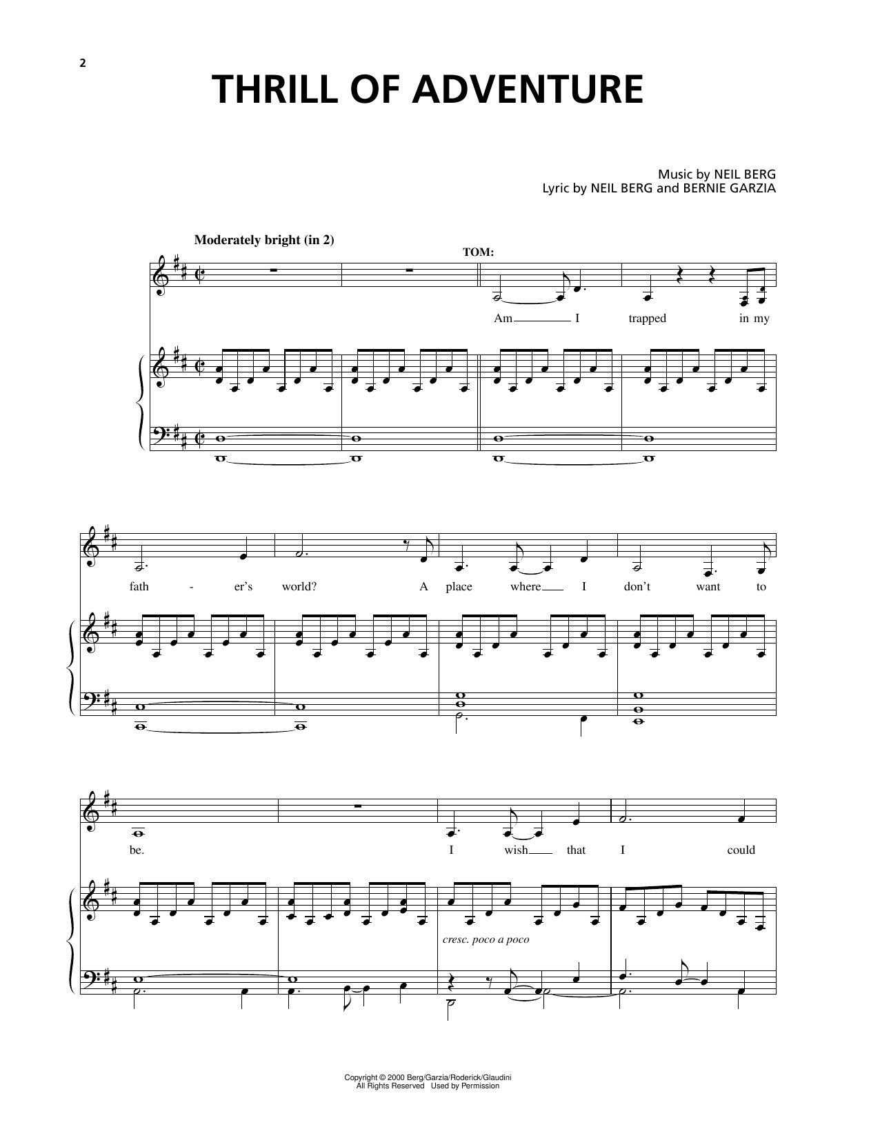 Bernie Garzia Thrill Of Adventure (from The Prince And The Pauper) Sheet Music Notes & Chords for Piano & Vocal - Download or Print PDF