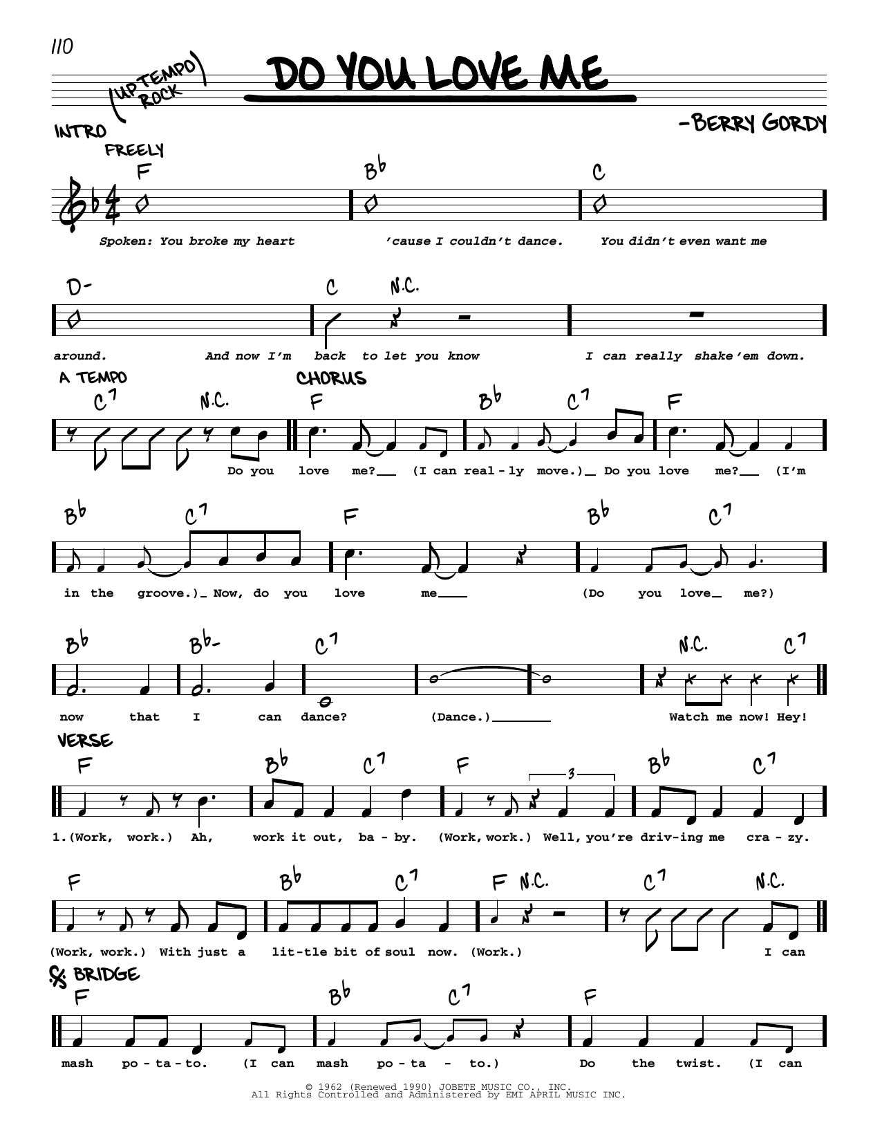 Berry Gordy Jr. Do You Love Me Sheet Music Notes & Chords for Real Book – Melody & Chords - Download or Print PDF