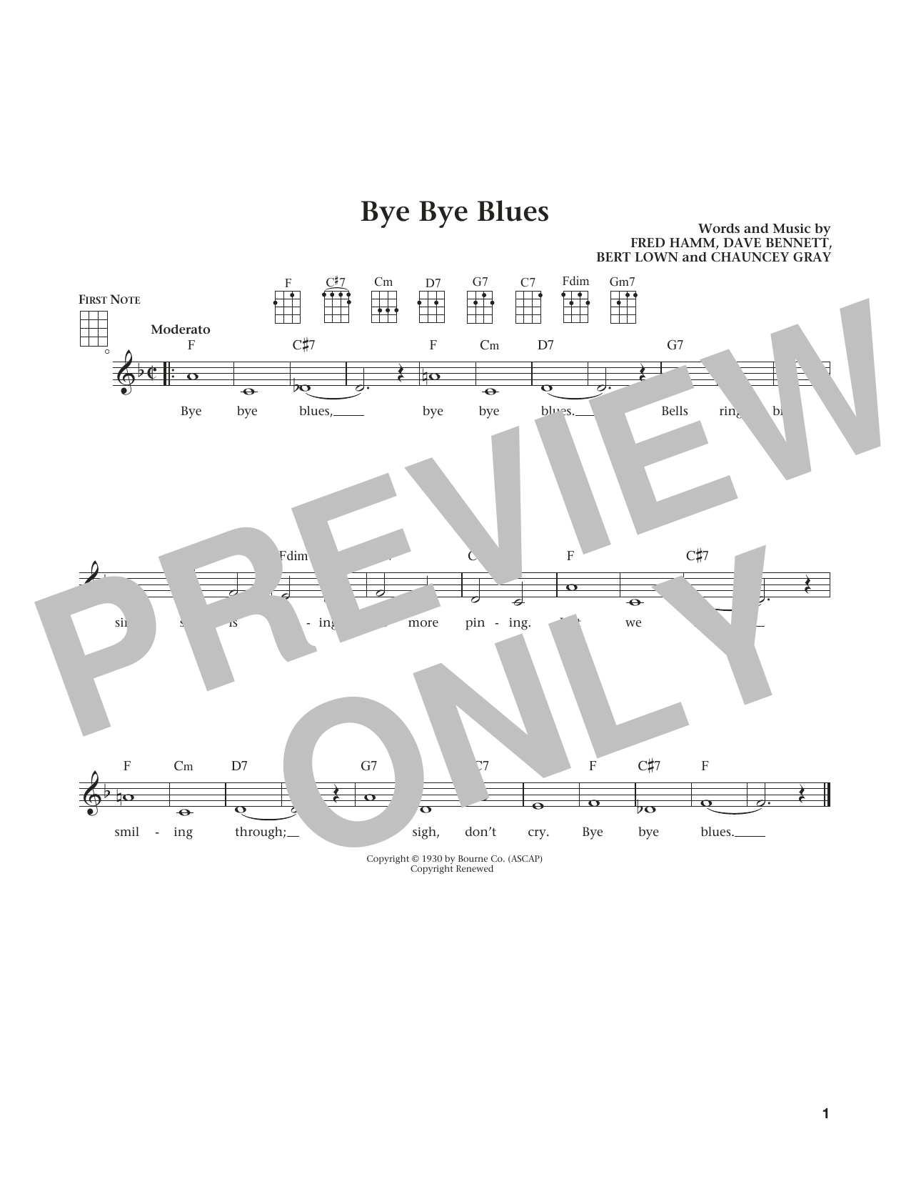 Bert Kaempfert Bye Bye Blues (from The Daily Ukulele) (arr. Liz and Jim Beloff) Sheet Music Notes & Chords for Ukulele - Download or Print PDF
