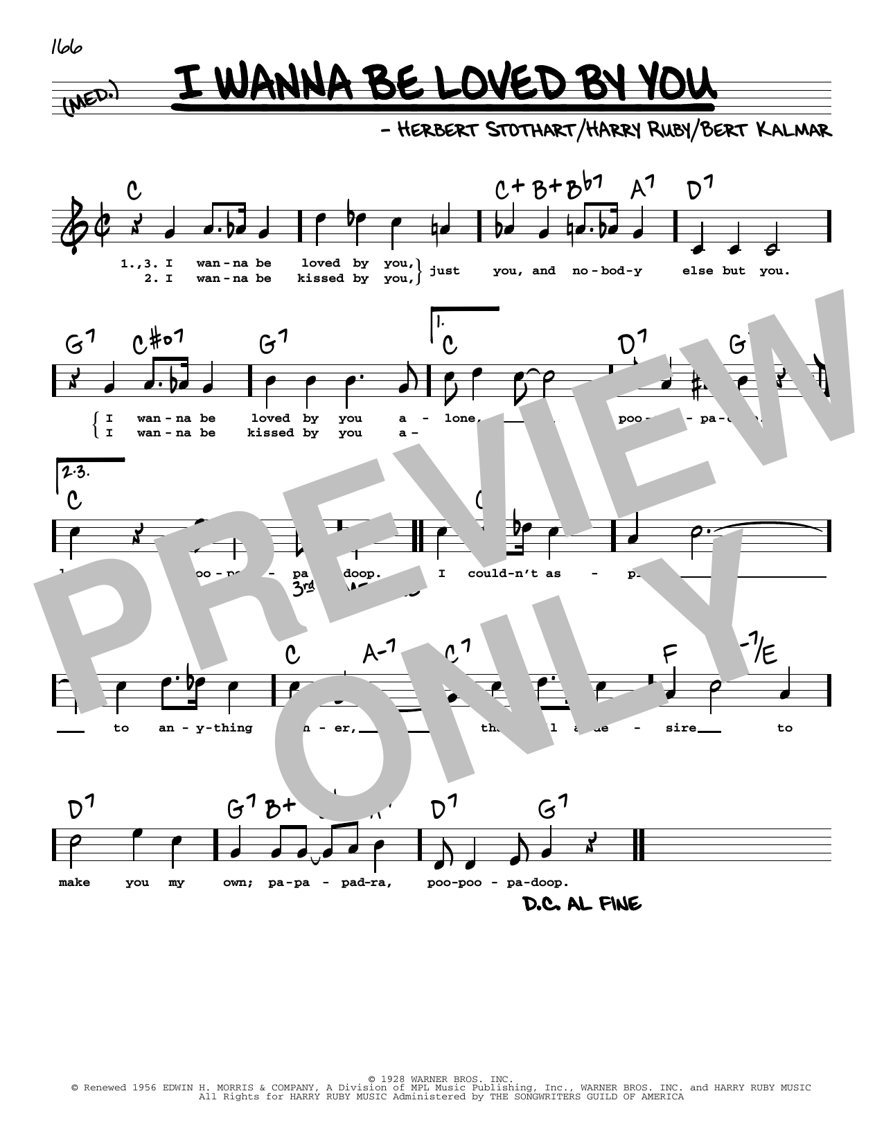 Bert Kalmar I Wanna Be Loved By You (High Voice) (from Good Boy) Sheet Music Notes & Chords for Real Book – Melody, Lyrics & Chords - Download or Print PDF