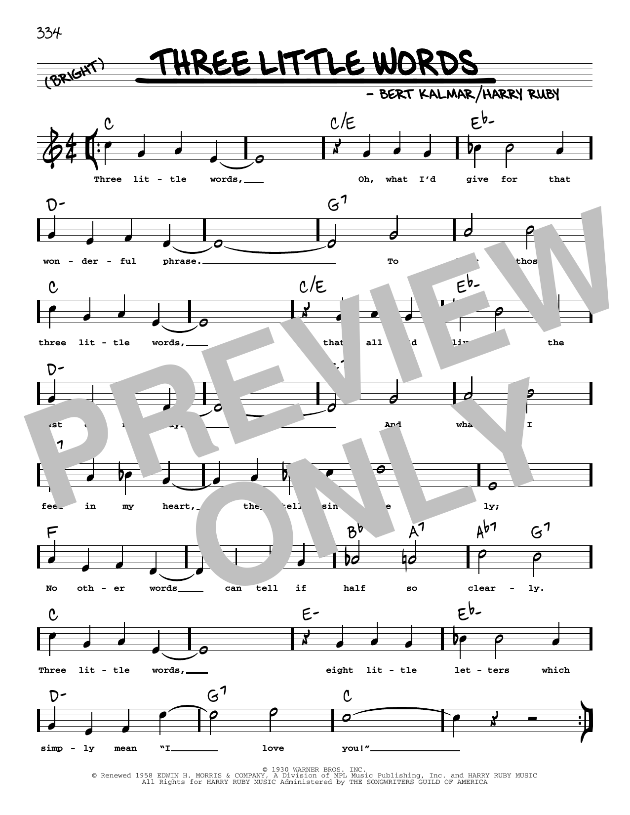 Bert Kalmar Three Little Words (arr. Robert Rawlins) Sheet Music Notes & Chords for Real Book – Melody, Lyrics & Chords - Download or Print PDF