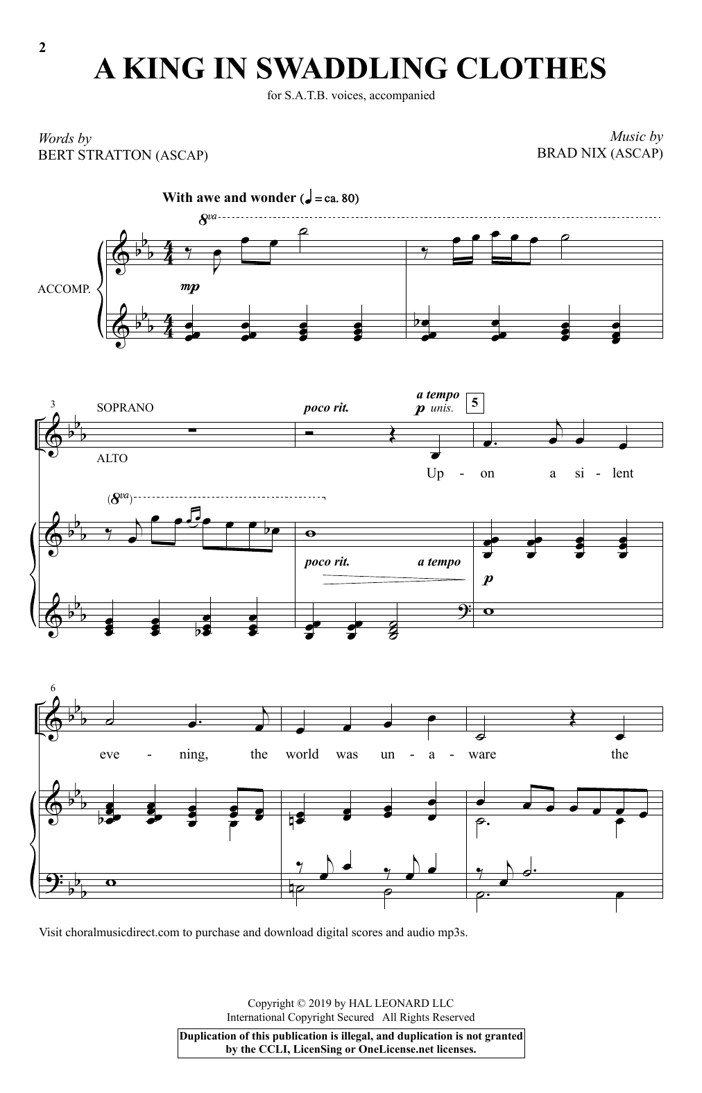 Bert Stratton & Brad Nix A King In Swaddling Clothes Sheet Music Notes & Chords for SATB Choir - Download or Print PDF Bert Stratton & Brad Nix A King In Swaddling Clothes Sheet Music Notes & Chords for SATB Choir - Download or Print PDF