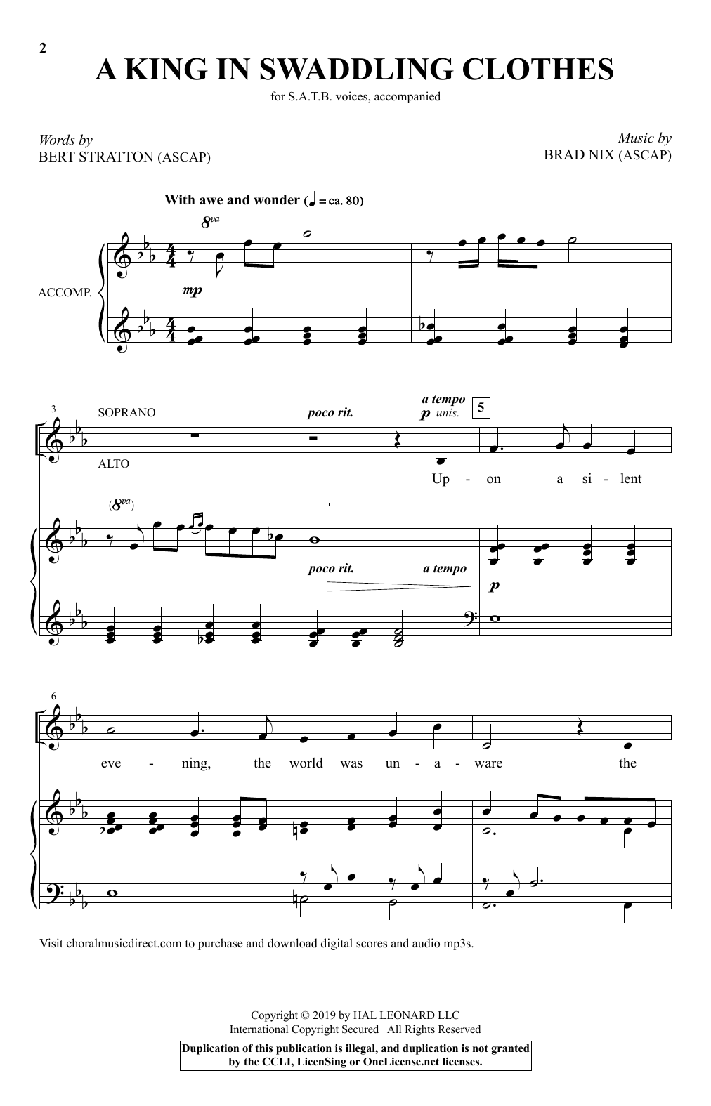 Bert Stratton & Brad Nix A King In Swaddling Clothes Sheet Music Notes & Chords for SATB Choir - Download or Print PDF