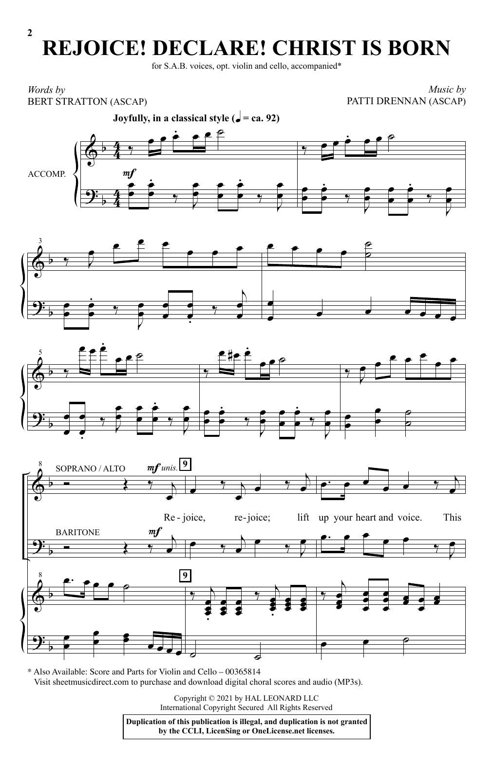 Bert Stratton and Patti Drennan Rejoice! Declare! Christ Is Born Sheet Music Notes & Chords for SAB Choir - Download or Print PDF