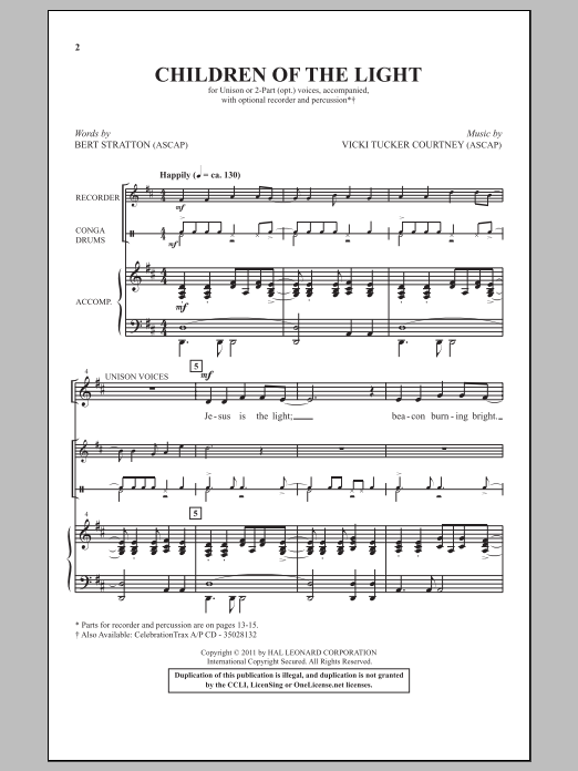 Bert Stratton Children Of The Light Sheet Music Notes & Chords for 2-Part Choir - Download or Print PDF
