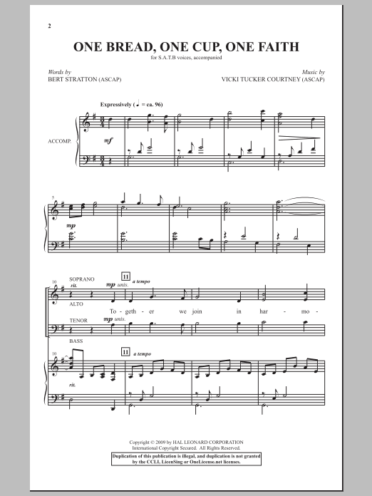 Bert Stratton One Bread, One Cup, One Faith Sheet Music Notes & Chords for SATB - Download or Print PDF