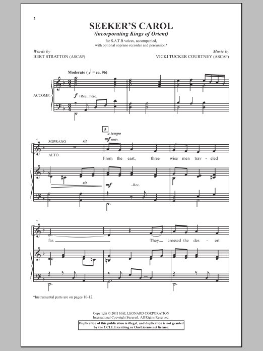 Bert Stratton Seeker's Carol Sheet Music Notes & Chords for SATB - Download or Print PDF