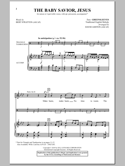 Bert Stratton The Baby Savior, Jesus Sheet Music Notes & Chords for Unison Choral - Download or Print PDF