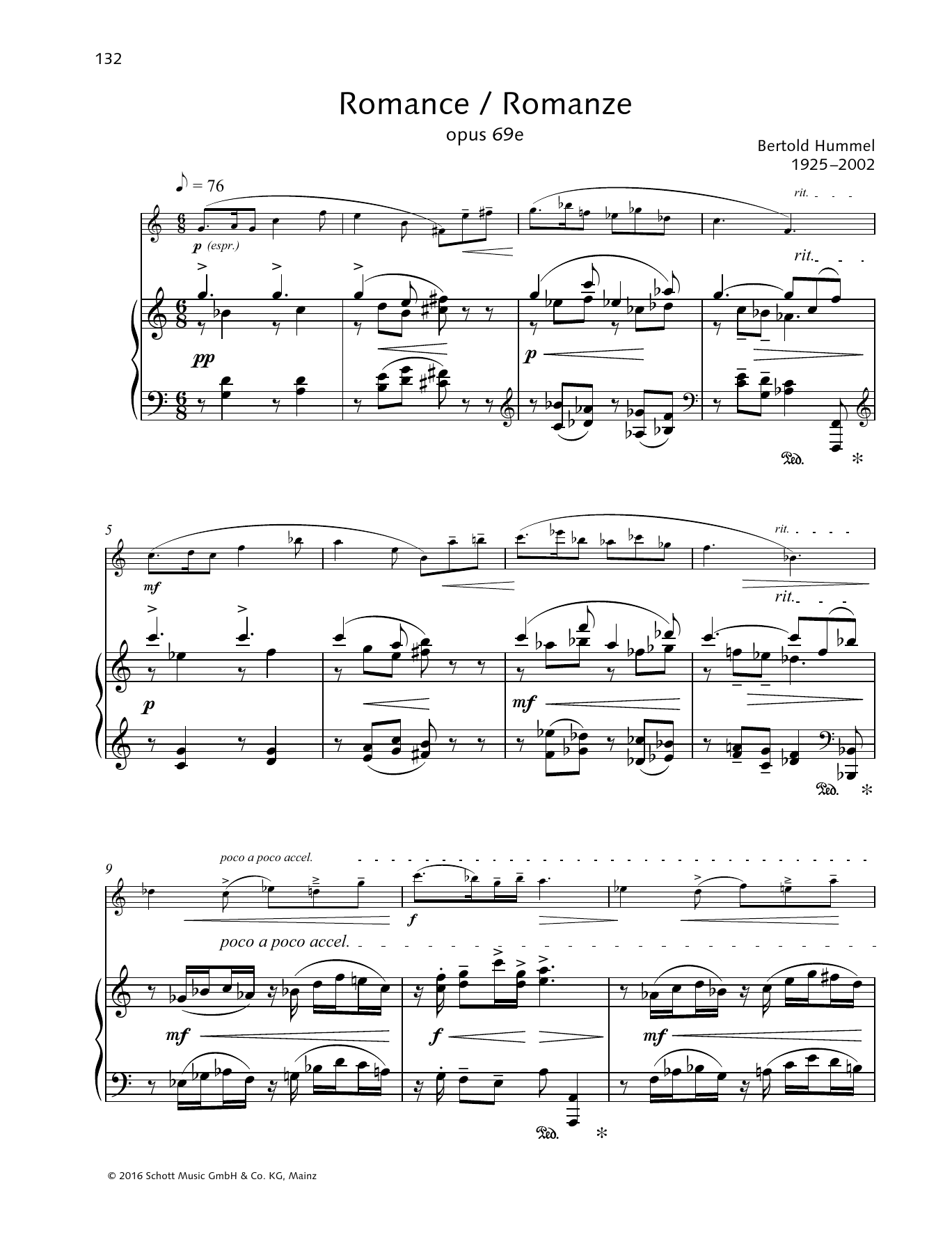 Bertold Hummel Romance Sheet Music Notes & Chords for Woodwind Solo - Download or Print PDF