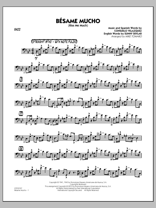 John Berry Besame Mucho Kiss Me Much Bass Sheet Music Download Pdf Score 331953