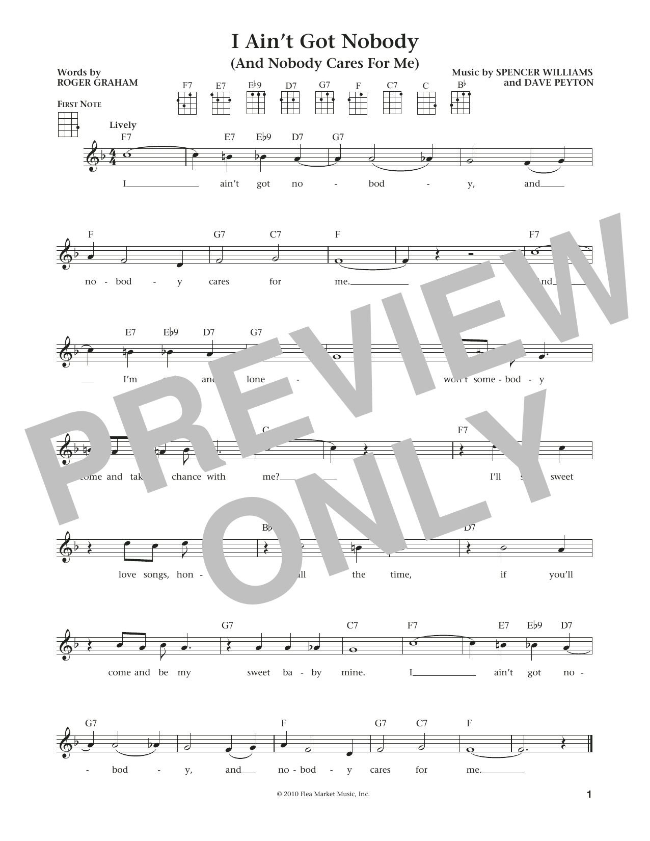 Bessie Smith I Ain't Got Nobody (And Nobody Cares For Me) (from The Daily Ukulele) (arr. Liz and Jim Beloff) Sheet Music Notes & Chords for Ukulele - Download or Print PDF