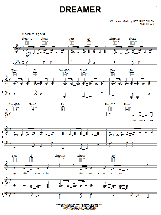 Bethany Dillon Dreamer Sheet Music Notes & Chords for Piano, Vocal & Guitar (Right-Hand Melody) - Download or Print PDF Bethany Dillon Dreamer Sheet Music Notes & Chords for Piano, Vocal & Guitar (Right-Hand Melody) - Download or Print PDF