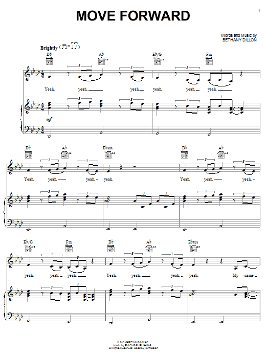 Bethany Dillon Move Forward Sheet Music Notes & Chords for Piano, Vocal & Guitar (Right-Hand Melody) - Download or Print PDF