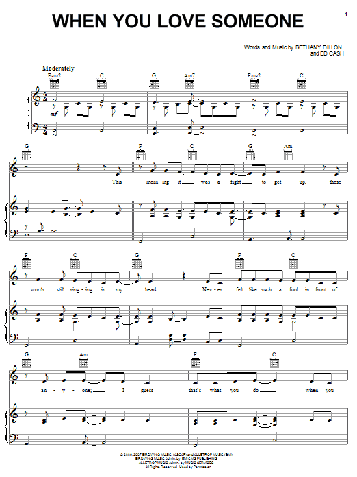 Bethany Dillon When You Love Someone Sheet Music Notes & Chords for Piano, Vocal & Guitar (Right-Hand Melody) - Download or Print PDF Bethany Dillon When You Love Someone Sheet Music Notes & Chords for Piano, Vocal & Guitar (Right-Hand Melody) - Download or Print PDF