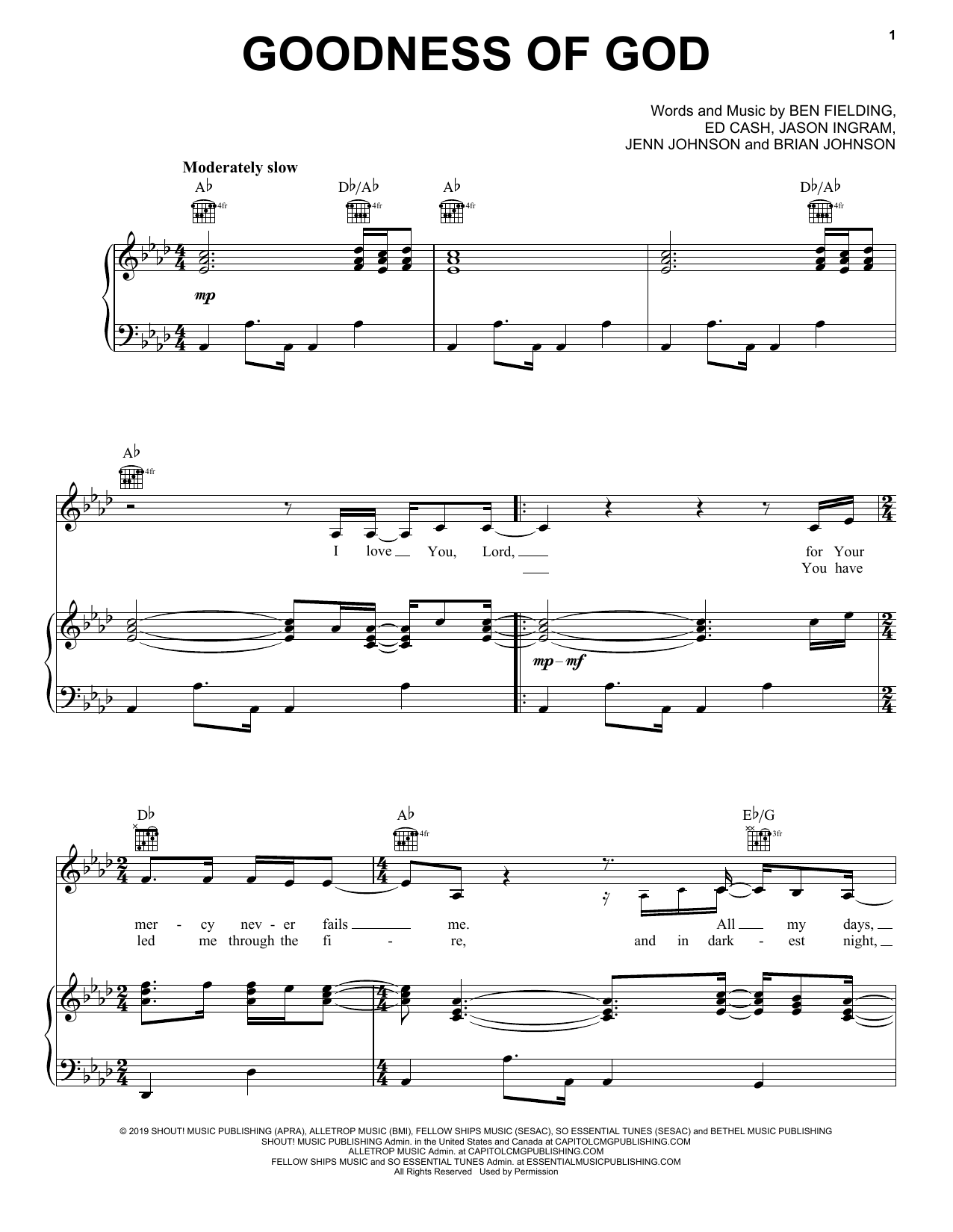 Bethel Music and Jenn Johnson Goodness Of God Sheet Music Notes & Chords for Easy Guitar - Download or Print PDF