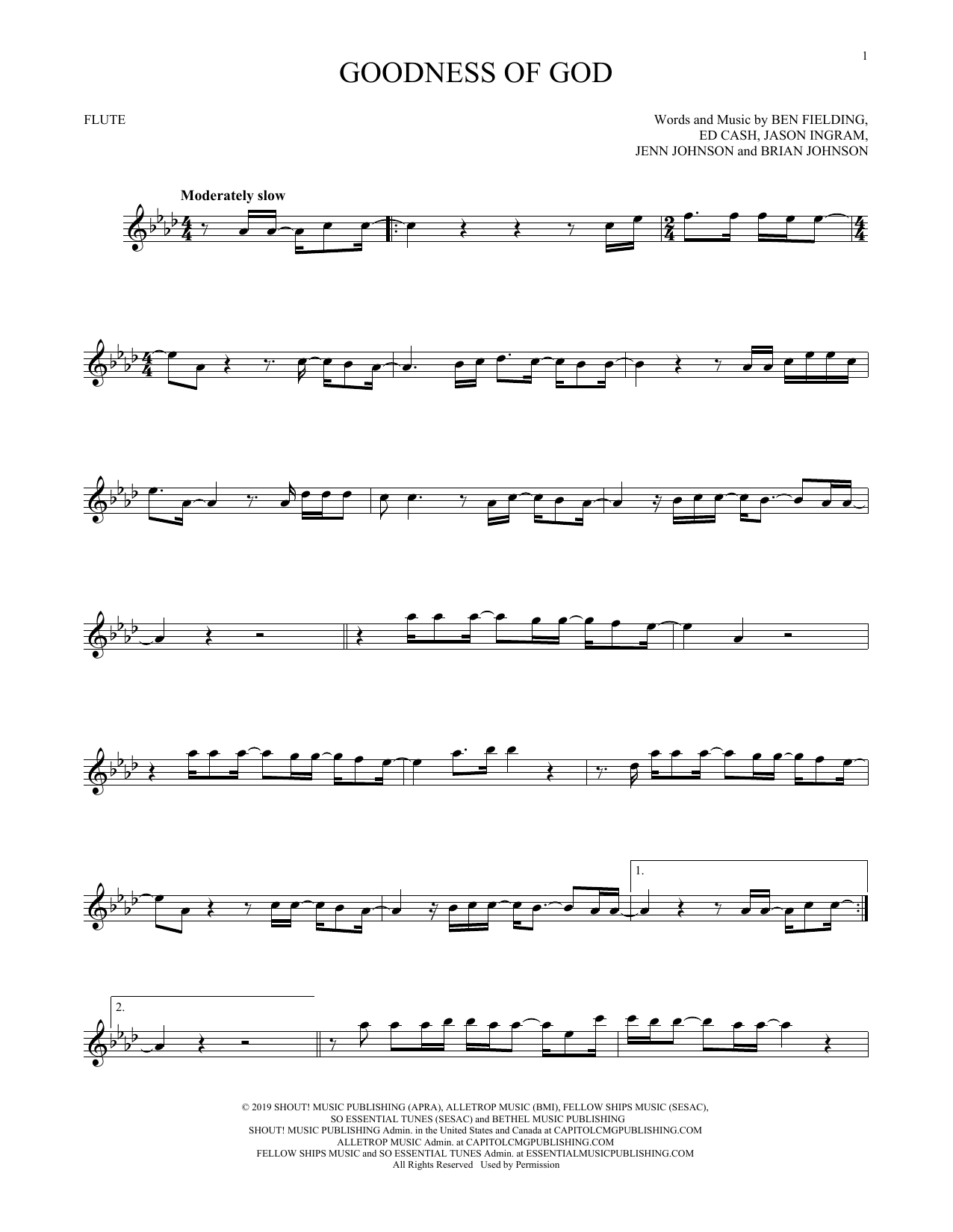 Bethel Music and Jenn Johnson Goodness Of God Sheet Music Notes & Chords for Clarinet Solo - Download or Print PDF