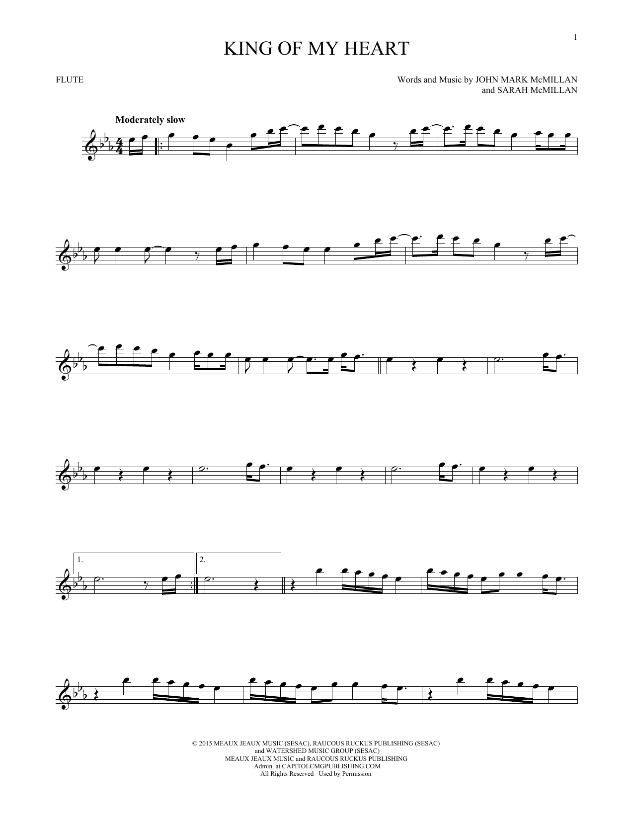Bethel Music King Of My Heart Sheet Music Notes & Chords for Flute Solo - Download or Print PDF