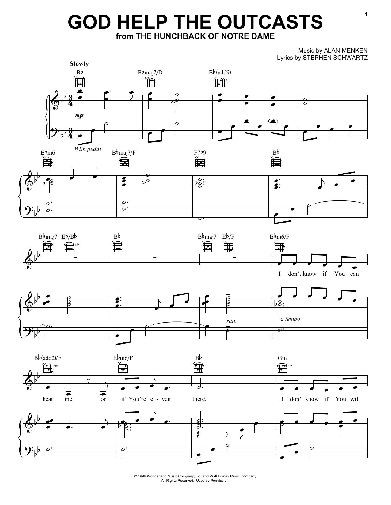 Bette Midler God Help The Outcasts (from The Hunchback Of Notre Dame) Sheet Music Notes & Chords for Really Easy Guitar - Download or Print PDF