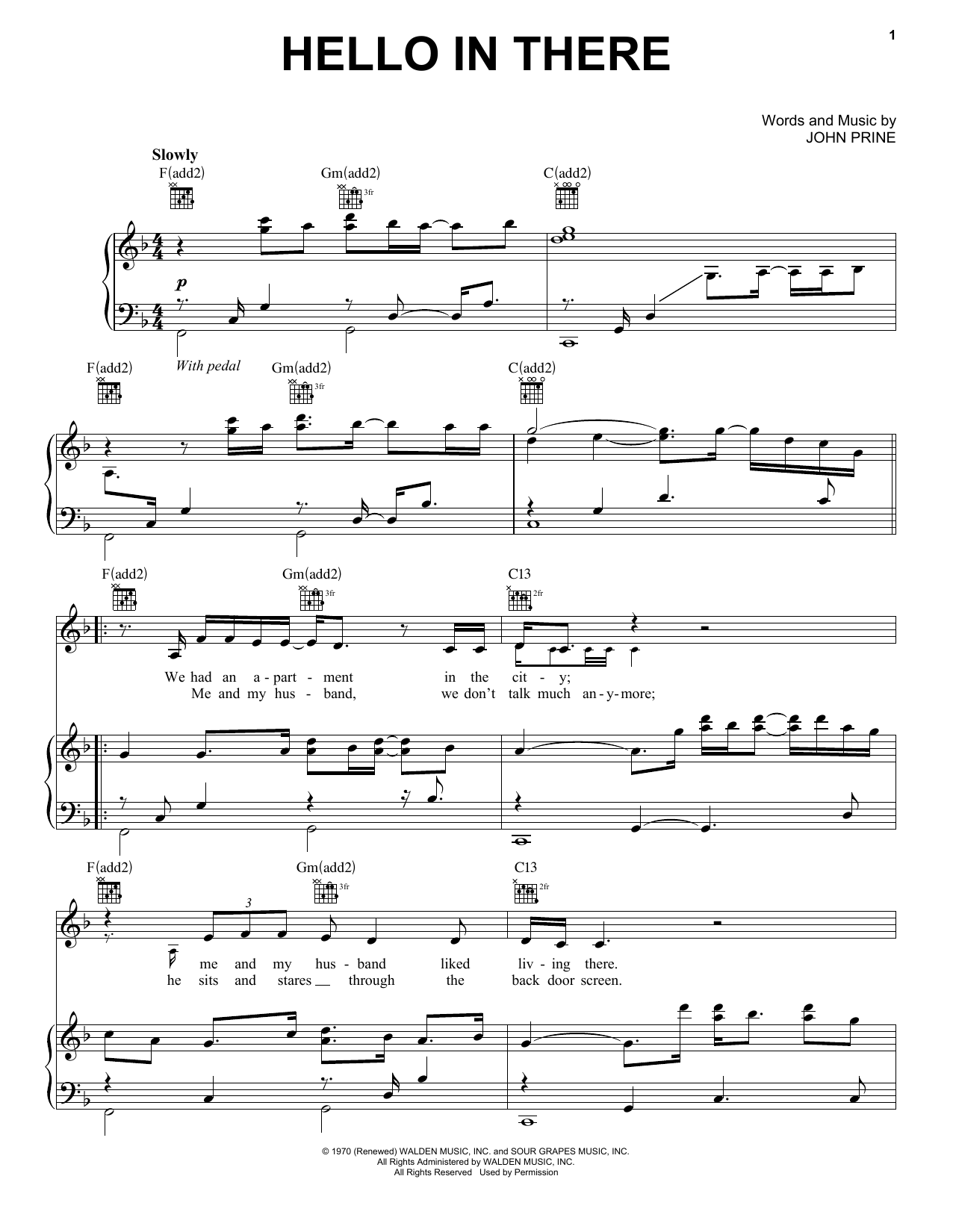 Bette Midler Hello In There Sheet Music Notes & Chords for Piano & Vocal - Download or Print PDF