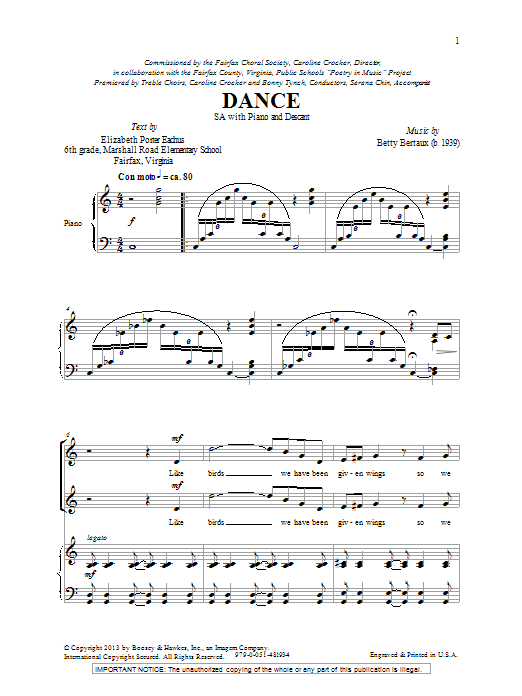 Betty Bertaux Dance Sheet Music Notes & Chords for 2-Part Choir - Download or Print PDF
