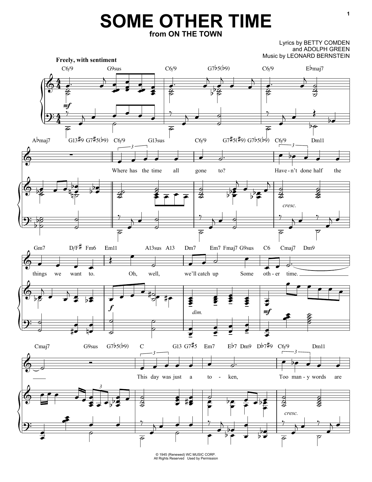 Betty Comden, Adolph Green and Leonard Bernstein Some Other Time [Jazz version] (arr. Brent Edstrom) Sheet Music Notes & Chords for Piano & Vocal - Download or Print PDF