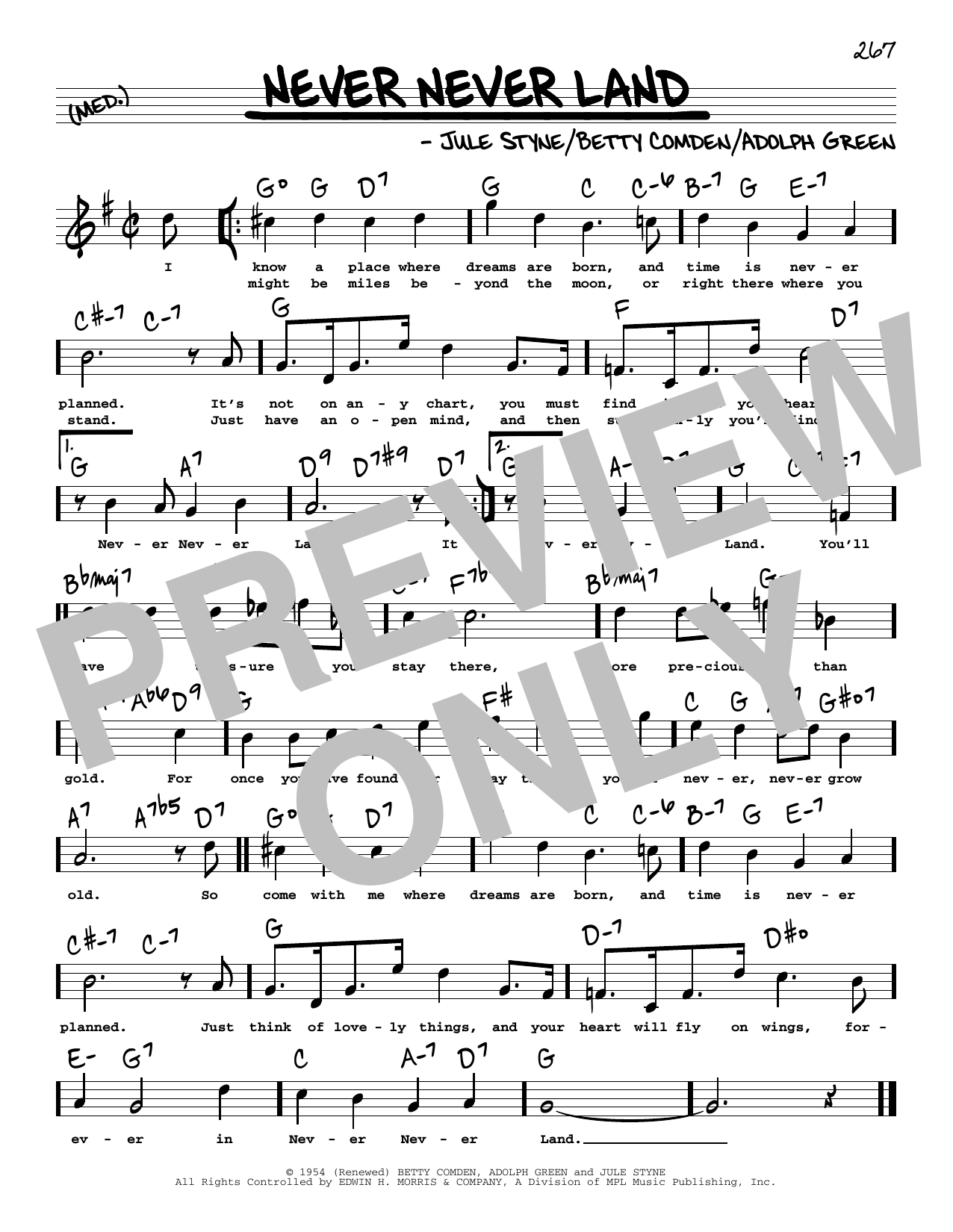 Betty Comden Never Never Land (High Voice) (from Peter Pan) Sheet Music Notes & Chords for Real Book – Melody, Lyrics & Chords - Download or Print PDF