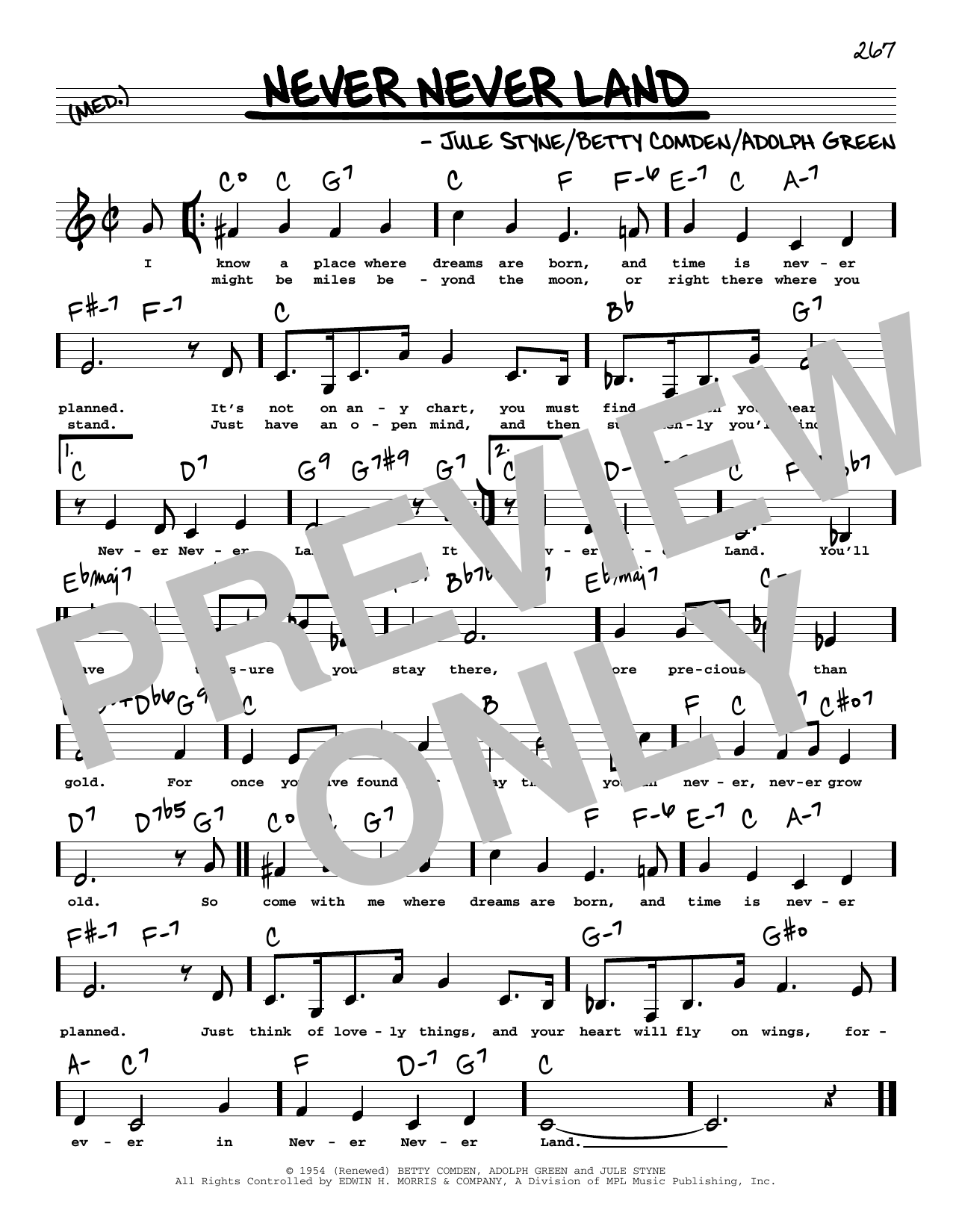 Betty Comden Never Never Land (Low Voice) Sheet Music Notes & Chords for Real Book – Melody, Lyrics & Chords - Download or Print PDF