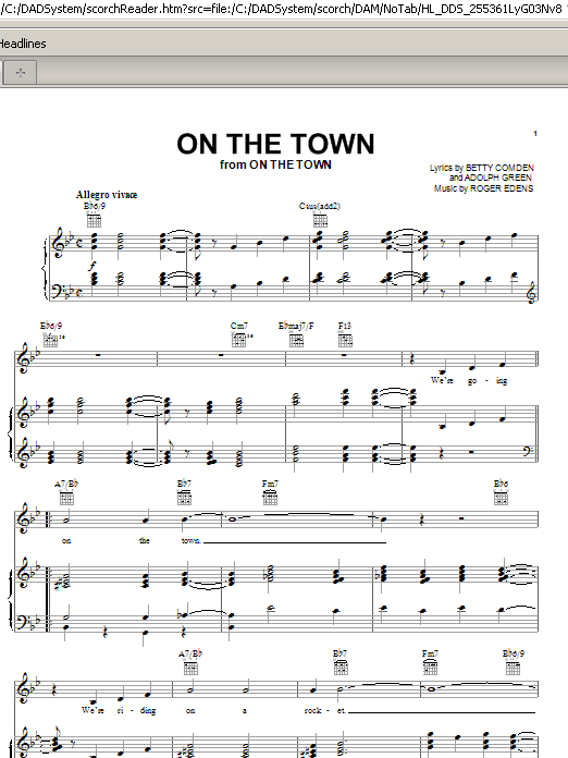 Betty Comden On The Town Sheet Music Notes & Chords for Piano, Vocal & Guitar (Right-Hand Melody) - Download or Print PDF