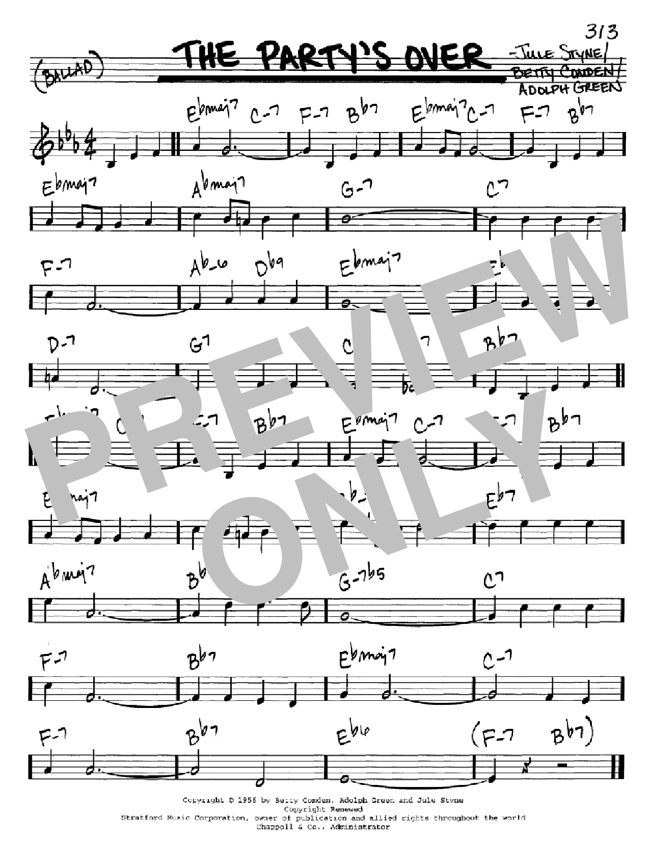 Betty Comden The Party's Over Sheet Music Notes & Chords for Real Book - Melody & Chords - C Instruments - Download or Print PDF