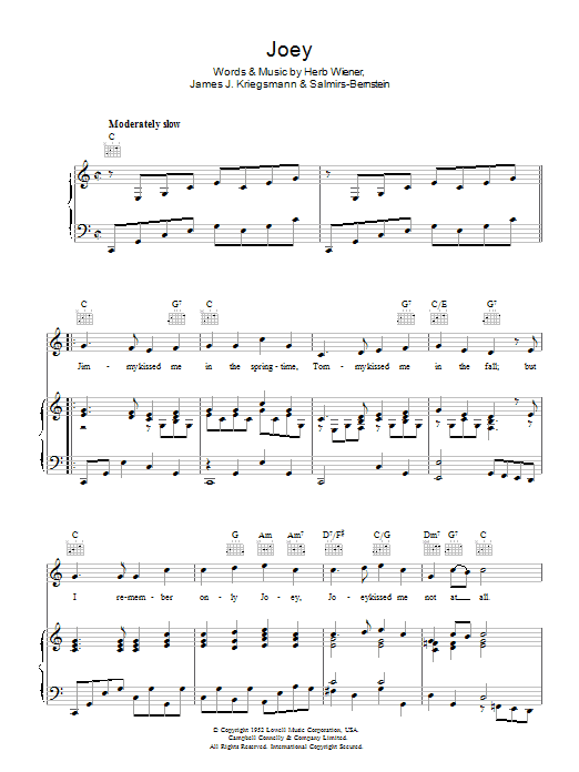 Betty Madigan Joey Sheet Music Notes & Chords for Piano, Vocal & Guitar (Right-Hand Melody) - Download or Print PDF