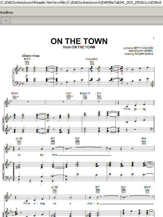 On The Town sheet music