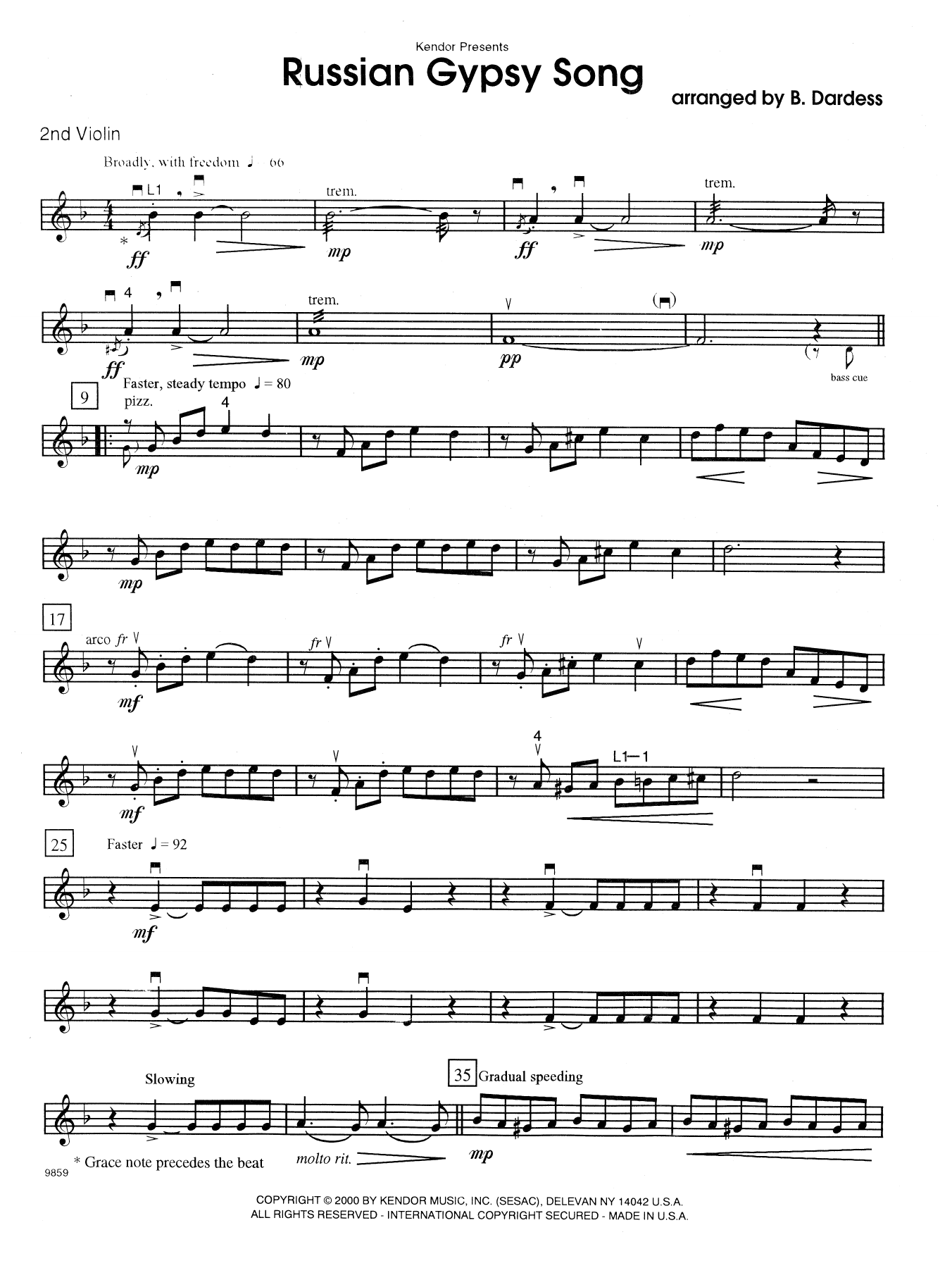 Russian Gypsy Song - 2nd Violin sheet music