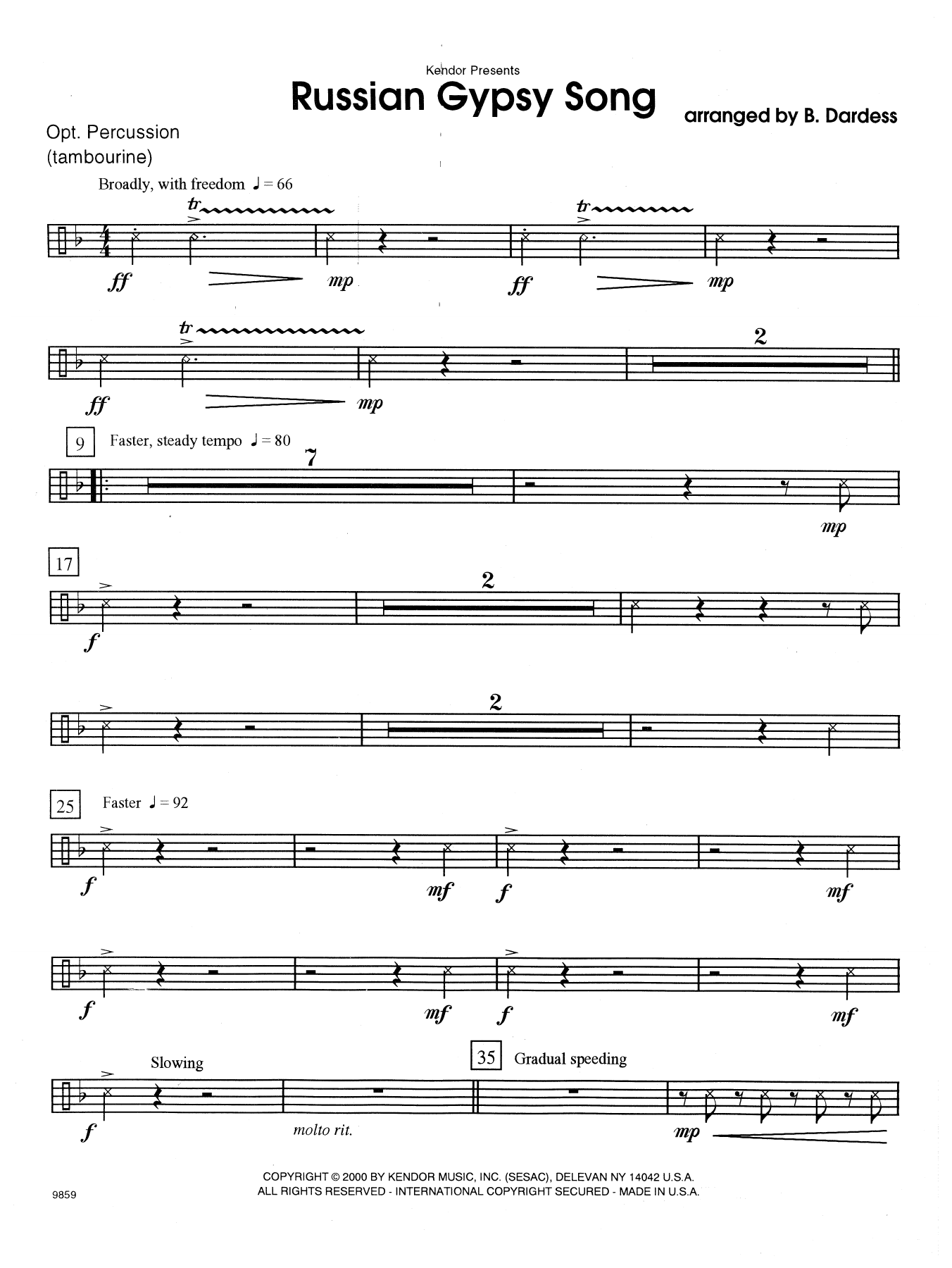 Russian Gypsy Song - Percussion sheet music