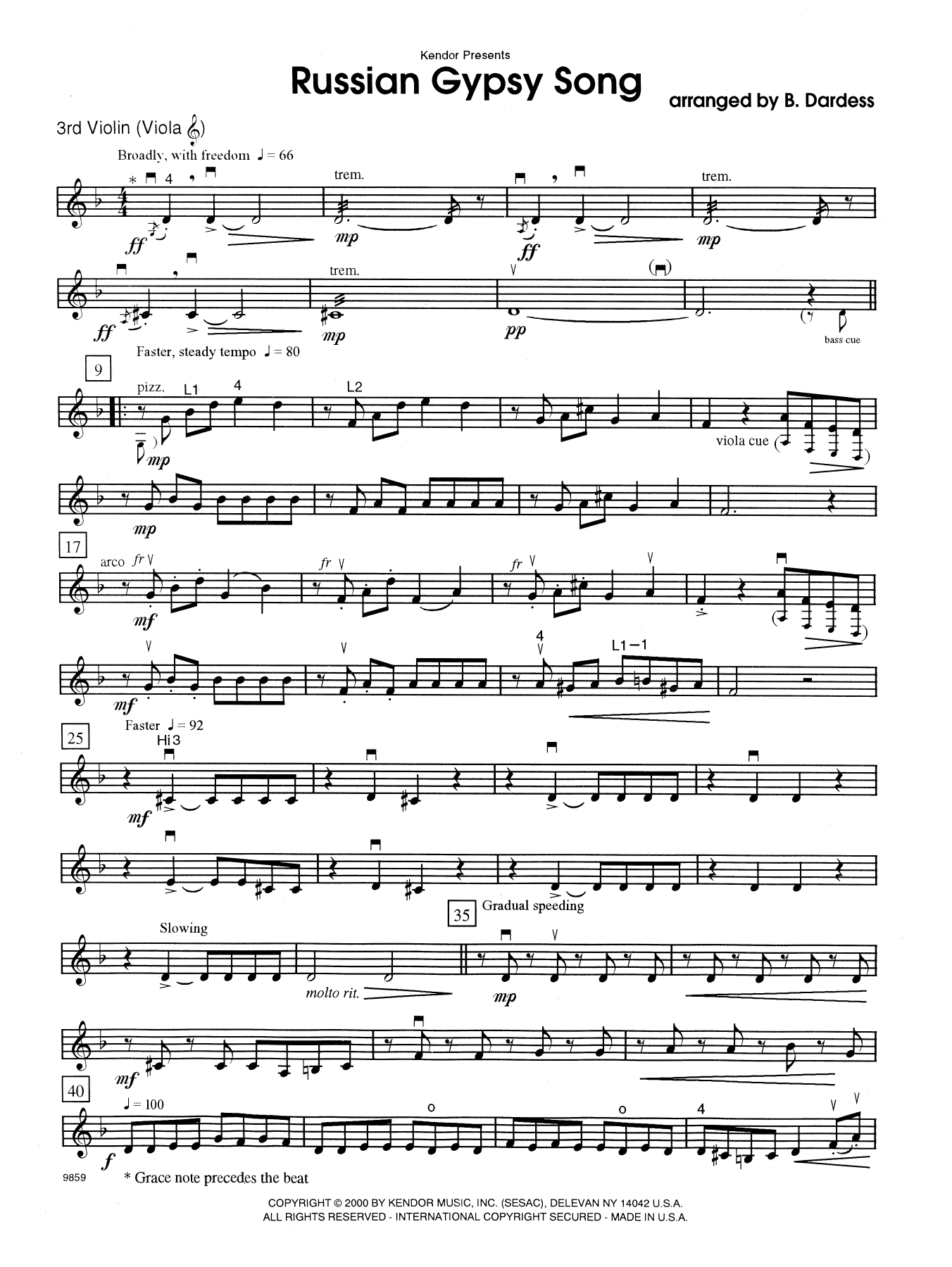 Russian Gypsy Song - Violin 3 (Viola T.C.) sheet music