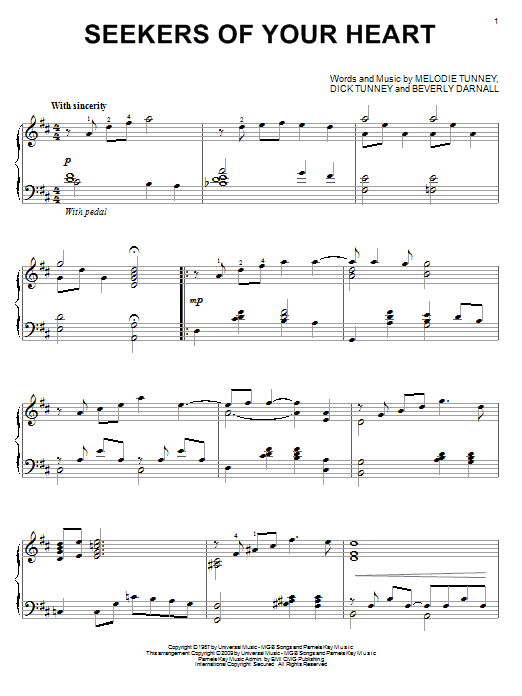 Preview Beverly Darnall Seekers Of Your Heart Pop sheet music, notes and chords for Piano, SKU: 68302 Seekers Of Your Heart sheet music