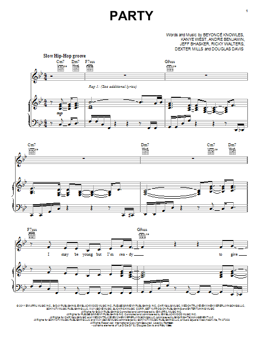 Beyonce featuring Andre 3000 Party Sheet Music Notes & Chords for Piano, Vocal & Guitar (Right-Hand Melody) - Download or Print PDF