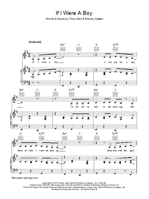 Beyoncé If I Were A Boy Sheet Music Notes & Chords for Clarinet - Download or Print PDF