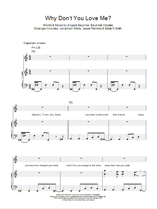 Beyonce Why Don't You Love Me Sheet Music Notes & Chords for Piano, Vocal & Guitar (Right-Hand Melody) - Download or Print PDF