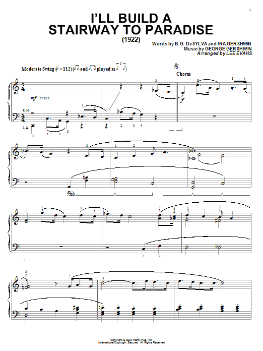 B.G. DeSylva I'll Build A Stairway To Paradise Sheet Music Notes & Chords for Piano Solo - Download or Print PDF