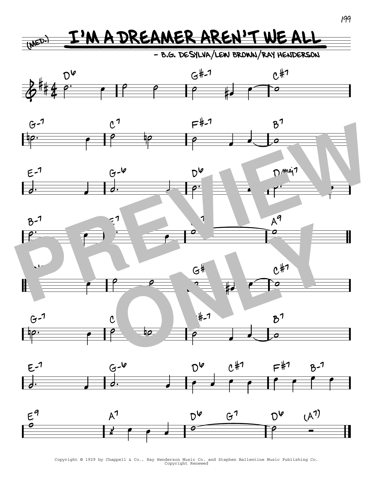 B.G. DeSylva I'm A Dreamer Aren't We All Sheet Music Notes & Chords for Real Book – Melody & Chords - Download or Print PDF